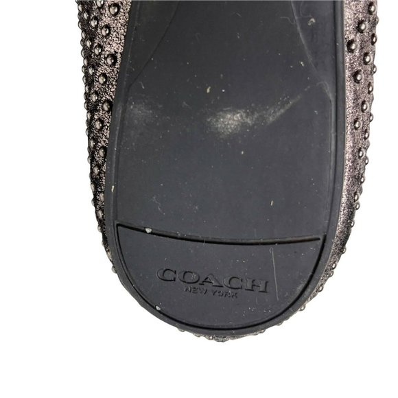 Coach Lara Studded Gray Leather Metallic Slip On Comfort Lace Ballet Flats 6 B - Picture 10 of 10
